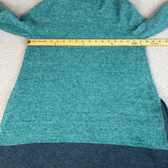 Soft Surroundings Tunic Sweater Women S Teal Wool Blend Side Button Shawl Collar - Picture 10 of 14